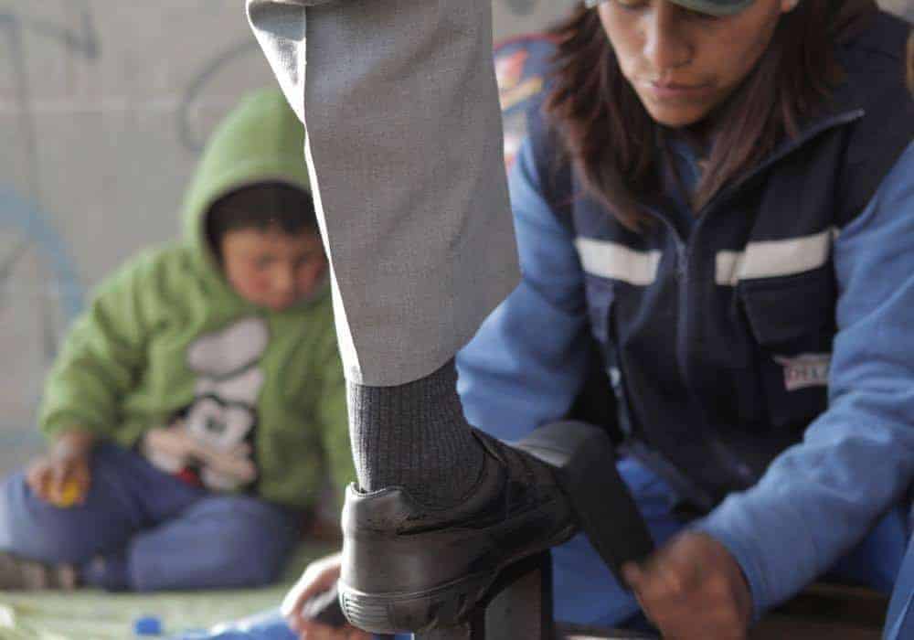 Sylvia Lopez Duran shines shoes in La Paz while taking care of her 4 children in Shiners