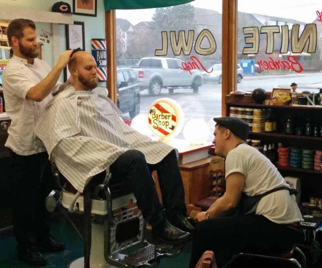 Vincent Zacharko gives and ‘old school’ shine at the Nite Owl Barber Shop in Etobicoke in Shiners
