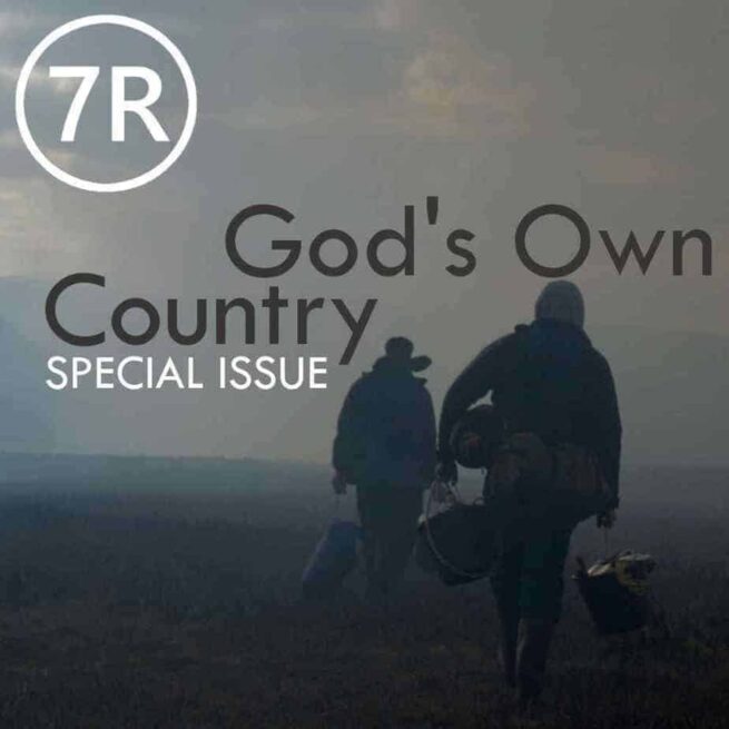 Cover of the book God's Own Country: A Special Issue about Francis Lee's film, exclusively available in ebook formats. Two men walk in the mist on the Yorkshire moors.