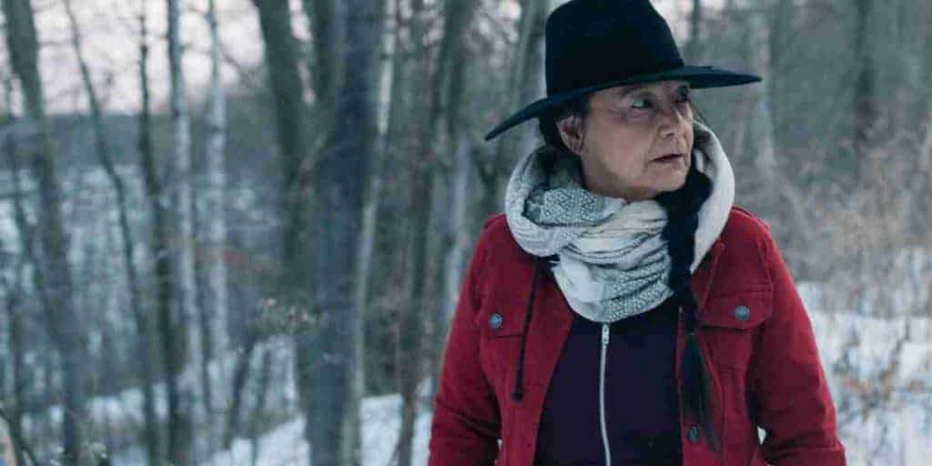 Falls Around Her, Darlene Naponse
Tantoo Cardinal in Falls Around Her, one of the essential Indigenous films from the territories known as Canada.
