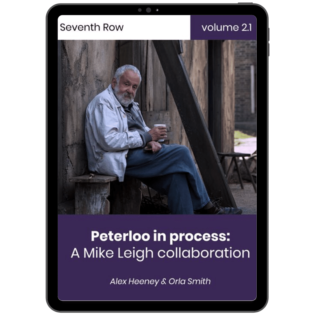 An image of the cover of Seventh Row's ebook, "Peterloo in Process: A Mike Leigh Collaboration."