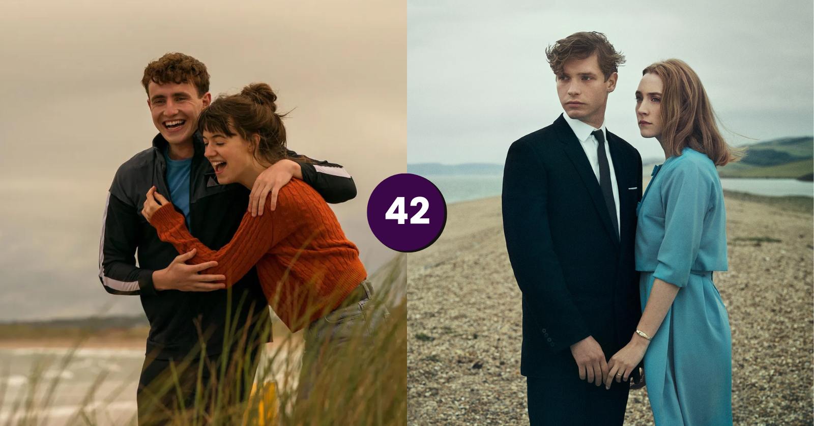 Still of Paul Mescal and Daisy Edgar Jones in the TV show Normal People, and Billy Howle and Saoirse Ronan in the film On Chesil Beach, both of which we discuss on the podcast.