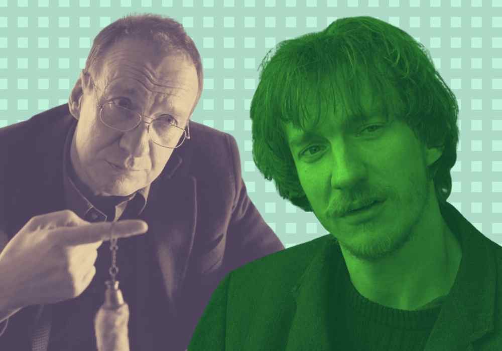 An image of David Thewlis in two of his best roles: one the left, Thewlis in Atom Egoyan's new film, Guest of Honour; on the right, Thewlis in Mike Leigh's Naked.