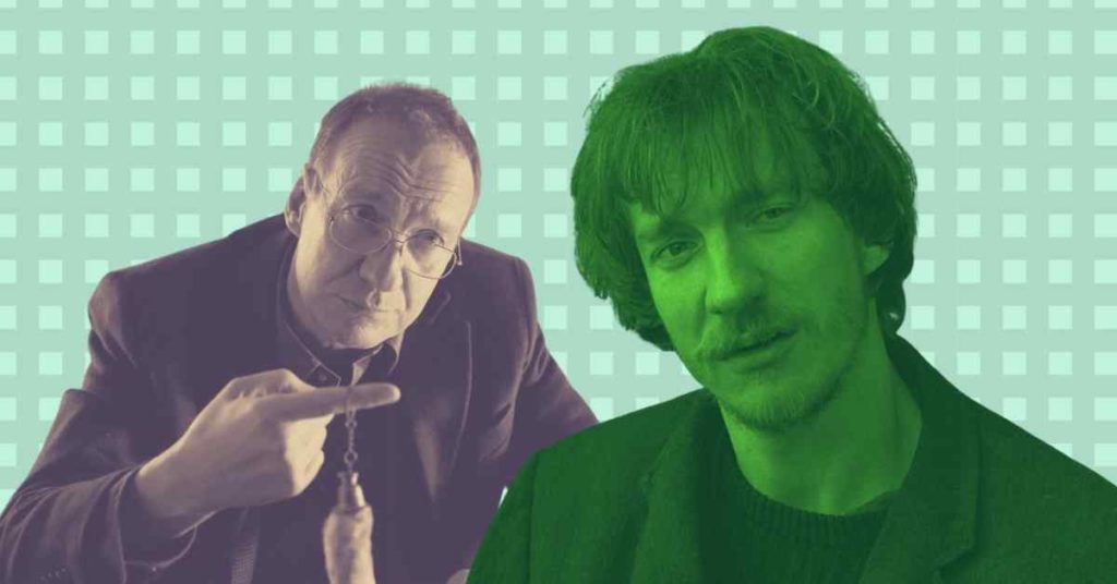An image of David Thewlis in two of his best roles: one the left, Thewlis in Atom Egoyan's new film, Guest of Honour; on the right, Thewlis in Mike Leigh's Naked.