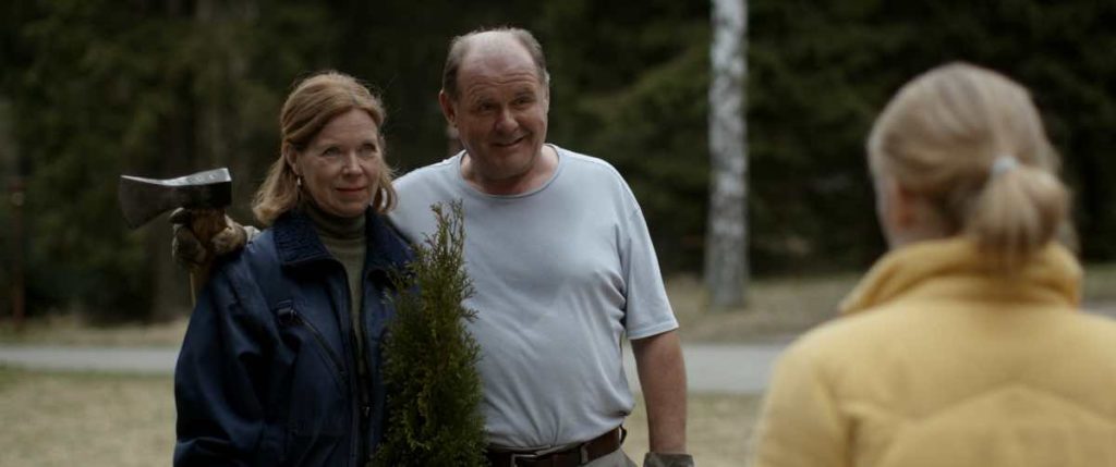 The married hoteliers (left) and Mona (right, played by Gro Swantje Kohlhof) in the film Sleep, directed by Michael Venus.