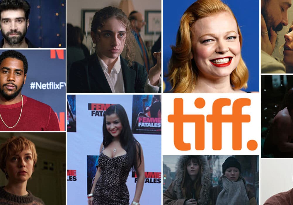 A collage of pictures of actors who feature in this feature on the best emerging actors at TIFF, including Vanessa Kirby and Sarah Snook.