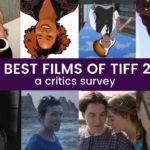 A collage of different critics who participated in Seventh Row's survey and images of the films they nominated.