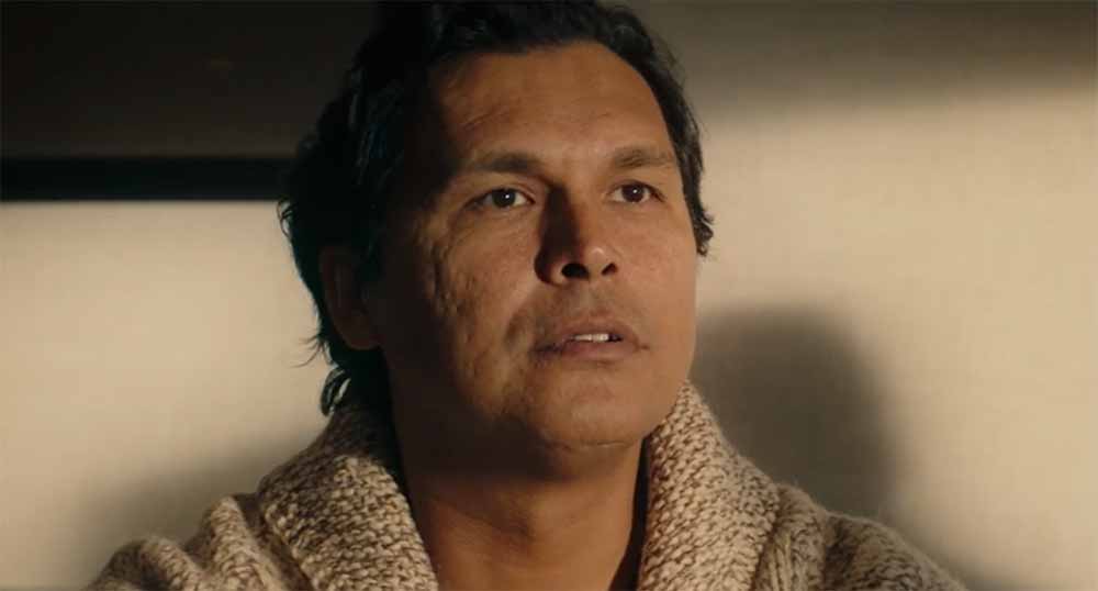 A closeup of Adam Beach in Monkey Beach, in which he gives one of the best supporting performances of 2020.