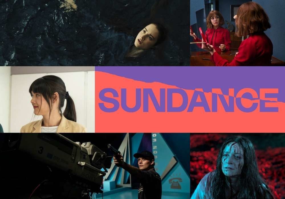 A collection of stills of the most exciting emerging actors at Sundance 2020, with the Sundance logo in the centre.