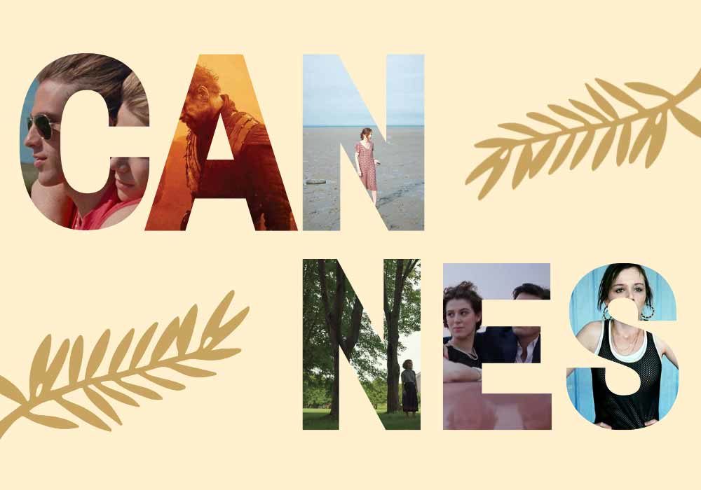 An image of the word Cannes, and within each letter, there's a still from a film featured in the article.