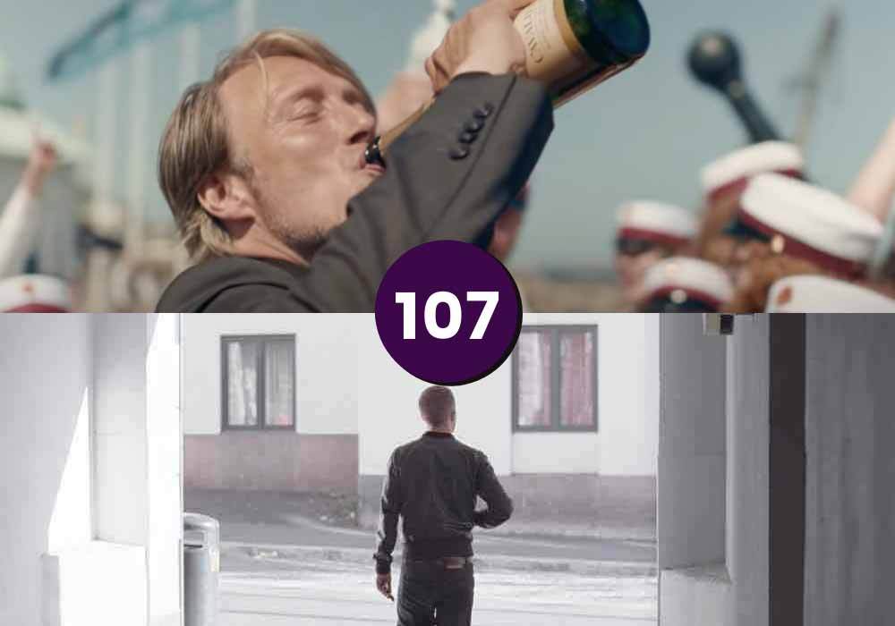 Mads Mikkelsen in Another Round; Bottom: Anders Danielsen Lie in Oslo, August 31st. On the podcast, we discuss Another Round and Oslo, August 31st.