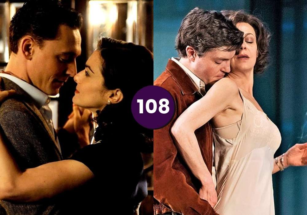Left: Tom Hiddleston and Rachel Weisz (2011); Right: Tom Burke and Helen McCrory (2016) in The Deep Blue Sea