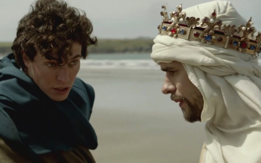 Tom Hughes (left) as the Duke of Aumerle and Ben Whishaw (right) as Richard II in Rupert Goold's Richard II film adaptation