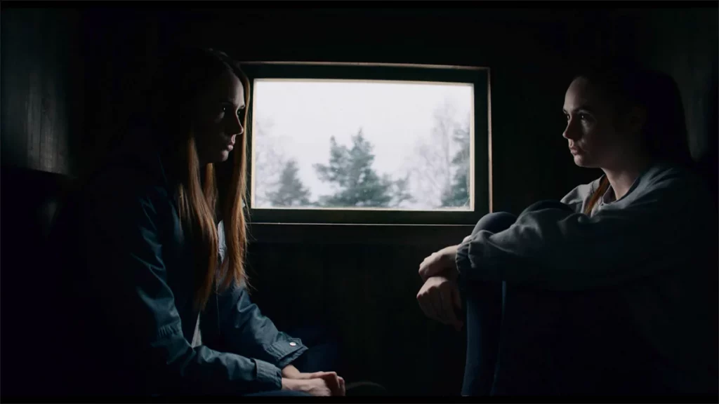 Karen Gillan stars as Sarah's Double (left) and Sarah in Dual, written and directed by Riley Stearns, which premiered at the 2022 Sundance Film Festival.