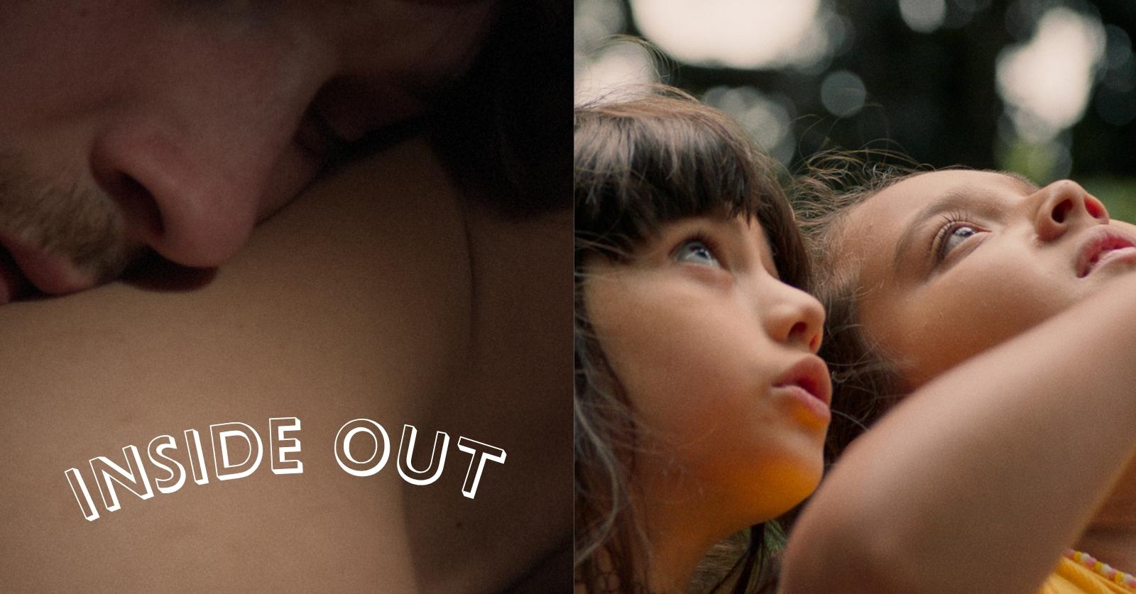Stills from Sandbag Dam (left) and The Nature of Invisible Things (right), courtesy of InsideOut, which we review. Two teenage boys caress (left) and two ten-year-old girls look up at the sky (right).