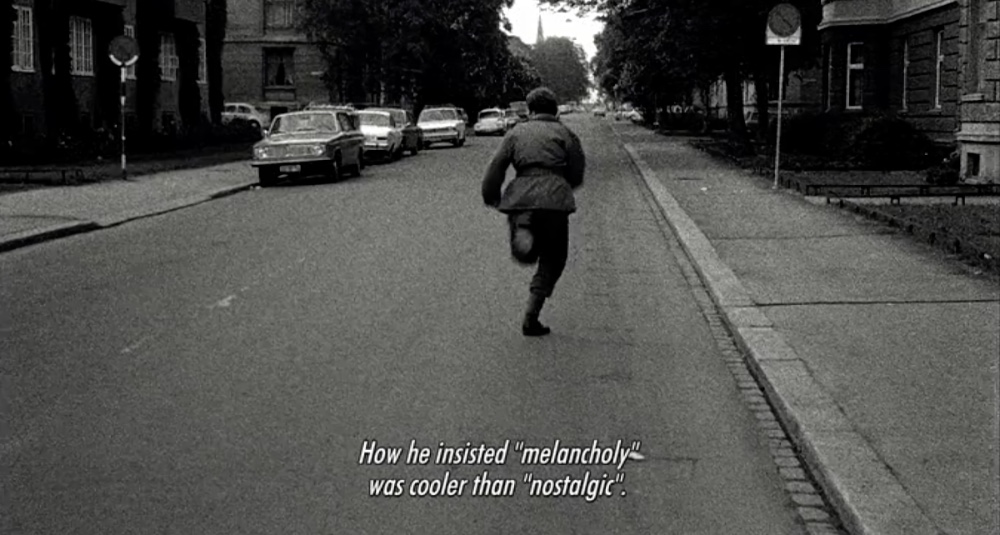 Second still on the line "How he insisted melancholy was cooler than nostalgic" in the prologue for Joachim Trier's Oslo, August 31st, which we will dive into in The Deep Focus.